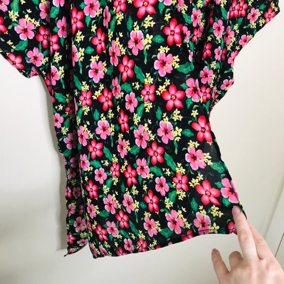 AGNES & DORA | Hawaiian Floral Kimono Robe Swim Coverup Pink XS/S - Picture 3 of 6